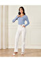 Women Blue V-Neck Knitted Top - 2
