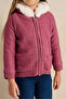 Girls Burgundy Zip Thru Cardigan With Sherpa Lining - 4