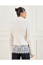 Women Beige Lace Turtleneck Sweater - 3