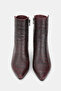 Women's Burgundy Crocodile Patterned Genuine Leather Size 35-41 Thin Heel Pointed Toe Boots & Booties - 4