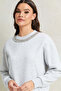 Women Grey Embellished Neck Sweatshirt - 4