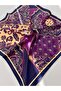 Navy purple patterned modal women's scarf bandana 50x50 cm standard size hair neck bag accessory - 4