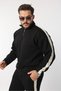 Yandan Striped Cotton Ov Oversized Alip Half Zipper Tracksuit Set - 3