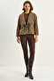 Women's Camel Belted Lined Felt Jacket Coat 2062 60283746