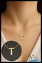 Bijuteri Gold Color Letter Necklace |   Minimal Design |   Daily Use 45 cm Shiny Jewelry Accessory