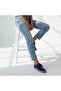 Navy Blue Suede Genuine Leather Lace-Up Women's Casual Sneaker - 3