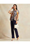 Women Navy Zipper Pocket Straight Leg Leggings - 2