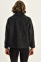Women's Black Belted Lined Felt Jacket Coat 2062 60283746 - 8