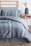 Double Natural Striped Duvet Cover Set Indigo Organic (4 Pillowcases) - 2