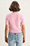 Women's Pink Crew Neck Short Sleeve Basic Knitwear Sweater 9037 60283747 - 6