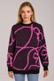 Minoralady Ribbon Stripe Pattern Oversized Bearded Soft Textured Knitwear Sweater Fuchsia
