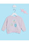 Infant Girls Mauve Embellished Sweatshirt With Headband