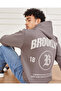 Men Charcoal Front & Back Print Hooded Sweatshirt - 5