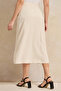 Women Beige Pleated Linen Skirt - 3