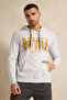 Men Grey Printed Hooded Sweatshirt
