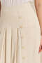 Women Beige Pleated Linen Skirt - 4