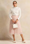 Women Pink Pleated Mesh Spot Print Skirt - 2