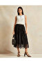 Women Black Pleated Lace Skirt - 2