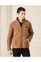 Men Brown Sherpa Lining Sweatshirt