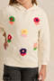 Girls White Embroidered Hooded Sweatshirt - 4