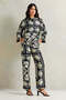 Women Black Printed Wide Leg Trousers - 6