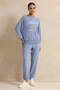 Women Blue Printed Sweatshirt - 2