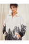 Women Ivory And Black Embroidered Fur Sweatshirt - 4