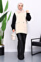 Cream Collar Fur Pocketed Knit Vest - 2
