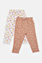Infant Girls Brown And Ivory All Over Print Active Pants (2 Piece)