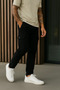 Men's Wide Leg Trendy Black Gabardine Cargo Pants - 4