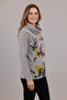 Women's Plus Size Stretch Fabric Throat Stone Printed Soft Sweater Mother Blouse - 3