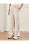 Senior Girls Beige Scuba Wide Leg Pants