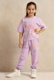 Girls Lilac Placement Print Active Pants - 2