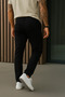 Men's Wide Leg Trendy Black Gabardine Cargo Pants - 5