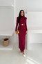 Women's Sleeve Shoulder Pad Piece Buckle Detailed Draped Maxi Dress Nbk4358 - 3