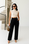 Women's Black High Waist Palazzo Pants – Straight Leg Stylish Office & Classic Model - 3