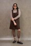 Bitter Brown Color Square Neck Short Cashmere Dress - 4