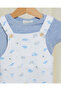 Baby Blue And White Bodysuit Dungaree Set (2 Piece) - 2