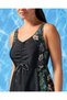 Women Black Printed Swim Dress With Belt In Shorts - 4