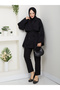 Button Detailed Belted Oversized Trench Coat Rc853107 - 4