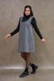 Anthracite Color Square Neck Short Cashmere Jile Dress - 7