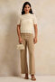 Women Beige Textured Knit Top - 2