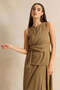 Women Brown Front Tie Sleeveless Top