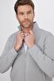 Unisex Relax Fit Comfortable Cut Cotton 3 Thread Fleece Inside Zippered Pocket Gray Sweatshirt Cardigan - 2