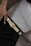 Cream Gold Buckle Trouser Belt Dress Belt Shirt Belt Coat Belt Women's Belt - 3