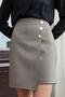 Women's Back Zipper Button Detailed Lightweight Stretch Fabric Fabric Above Knee Pencil Skirt-Khaki - 5