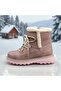 Girl's zippered leather snow boot, warm fleece lined boot, gear non-slip sole - 5