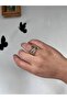 Stainless Steel 5-Piece Looking Gold Stone Shiny Sparkling Jewelry Model Ring - 2