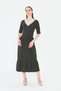 Women's Knitwear Banded V-Neck Short Sleeve Wool Viscose Dress - 7