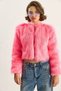Women's Candy Pink Faux Fur Lined Coat 38119 60251968 - 5